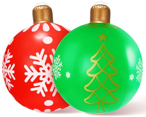 Bola de Navidad Inflable,Bolas de Navidad Gigantes Bolas de Navidad Hinchables de PVC, para Exteriores, Navidad, Patio, Fiesta, Porche, decoración de jardín (Rojo C)