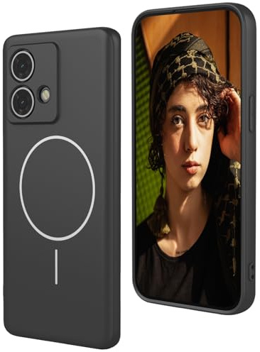 WBWONE Funda de Silicona Líquida para Motorola Moto Edge 40 Neo, Carcasa Magnética con MagSafe, Bumper Slim Antigolpes, Tacto Suave & Forro de Microfibra - Negro