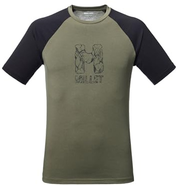 MILLET T-Shirt Escalade Homme Eco-Responsable Respirant Anti-Bactérien (FR/ES, Alpha/Lettres, L, Taille Normale, Taille Normale, Kaki)
