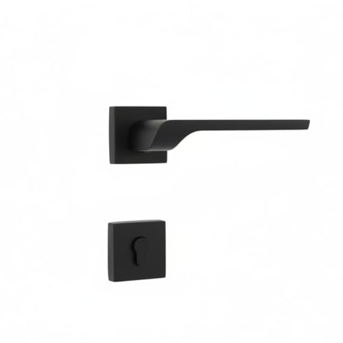 Brackle Maniglia MIREA, Maniglia per Porta Interna in Design Moderno, Set di 2, con Rosetta Quadrata e Bocchetta (Nera)