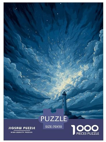Magische Leuchtturm 3D-Papierspielzeug-Puzzle-Spiel 70x50cm/1000pcs, Sternenhafte Nacht – Bildend & Entspannend, Einzigartige Hausdekoration, Geschenk