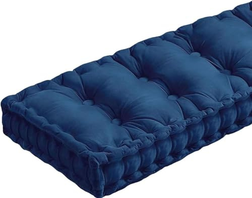 8-10cm d'épaisseur Coussin de Banc Interieur 2 3 ou 4 Places,Coussin de Siège de Banc 80/100/120/150/180/200cmx50/40/30cm Coussin d'assise pour Banc Mobilier Coussin De Sol(Bleu profond,100x50x10cm)