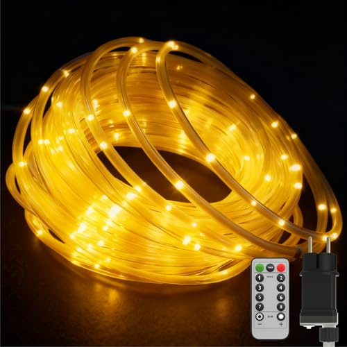 Suusolny 20m 200LEDs Lichterschlauch Dimmbar LED Lichterkette mit 8 Modi & Timer Schlauch Außen IP44 Wasserdicht Weihnachten Dekolicht LED Beleuchtung für Party Feier Weihnachtsbeleuchtung Warmweiß
