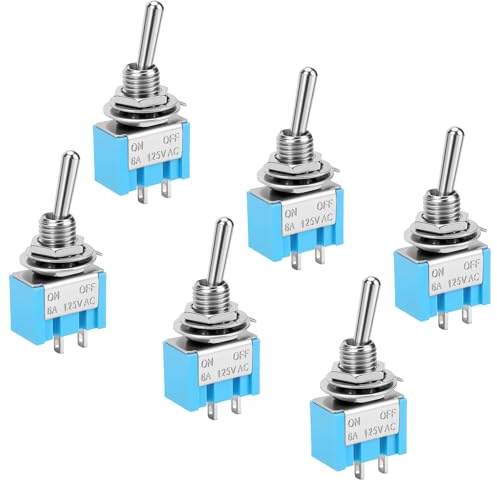 6 Stück Kippschalter 12V Mini 2-Poliger Schalter für Elektrische Geräte, Robuster Ein/Aus Wippschalter zur Panelmontage, Vielseitig Einsetzbar für Haushalt, Auto und DIY Projekte