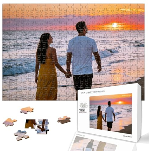Puzzle Personalizzato Fotografico,300/500/1000 Pezzi Puzzle in Legno Personalizzato con Foto, Regalo di San Valentino, Puzzle con Foto di Famiglia, Gioco e Idea Regalo Unica