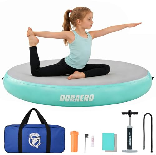 Gymnastik Matte Rundes Luftkissen, Aufblasbare Gymnastikmatte Trainingsmatten Turnmatte für Akrobatik, Training & Yoga, 70/100/140cm, Air Tumbling Track Trainingsmatte mit Pumpe