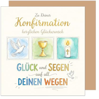 Edition Seidel Premium quadratische Glückwunschkarte zur Konfirmation mit Umschlag. Konfirmationskarte Grußkarte Karte Spruch Sprüche Junge Mädchen Jugendliche Glück Wünsche bunt (KFQ127 SW026)