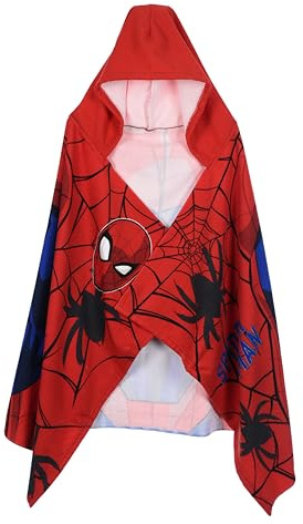 Marvel Spider-Man Toalla con Capucha para Niños, Rojo y Azul, Talla Única, 70x140 cm
