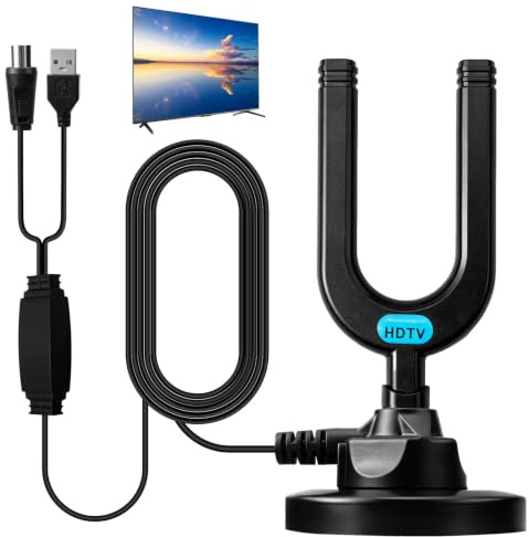 Strongest Indoor TV Aerial Omnidirectional Smart Television Signal Receiver | for Freeview 4K HD Channels Caravan Home with 26Ft Shielded Coax Cable Waterproof Weatherproof Antenna Booster
