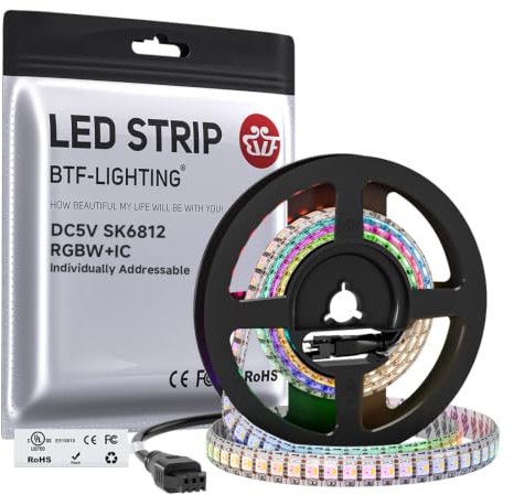 BTF-LIGHTING RGBW RGBNW Naturweiß SK6812 (ähnlich WS2812B) 1m 144LEDs/m | Individuell adressierbar Flexibel 4 farbe in 1 LED Traumfarbe LED Streifen Wasserdicht IP65 DC5V