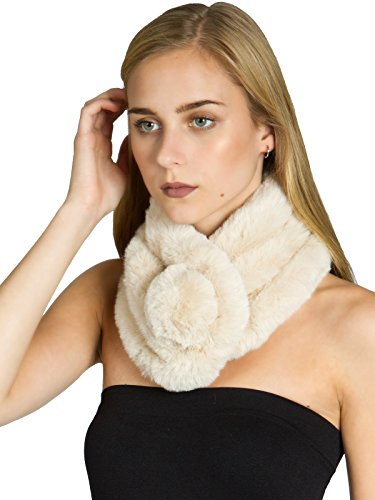 Caspar SC478 Damen Kunstpelz Fell Schal Pelzkragen Fellkragen, Farbe:beige, Größe:One Size
