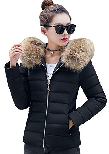 Maison Jardin Nemopter Parka Doudoune Hiver pour Femmes à Capuche fourrée Chaude, Manteau pour Court Paragraphe
