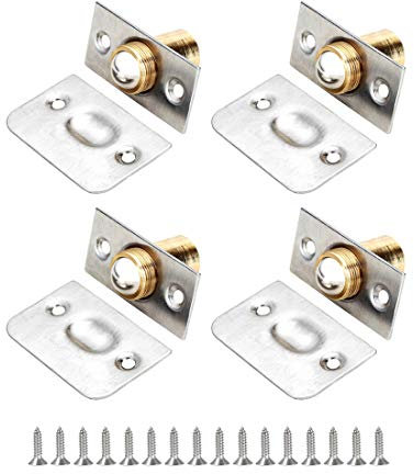 Repuhand 4 Stück Schrankkugelschnäpper Türbeschläge Verstellbar Kugelschnäpper für Speisekammer, Schrank, Küche Tür-Kugelschnäpper mit Anschlagplatte & 16Pcs Schrauben
