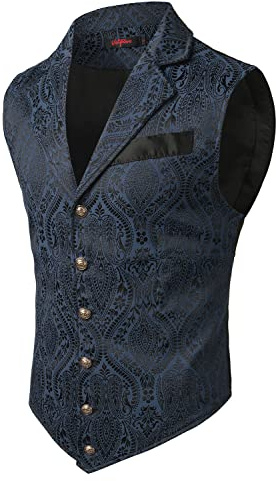 VATPAVE Herren Viktorianischer Anzug Weste Steampunk Gothic Weste | Kostüm, Pirate, Cosplay, Vampire, Mittelalter, Wikinger, Renaissance, Party, Hochzeit, Halloween, Freizeit