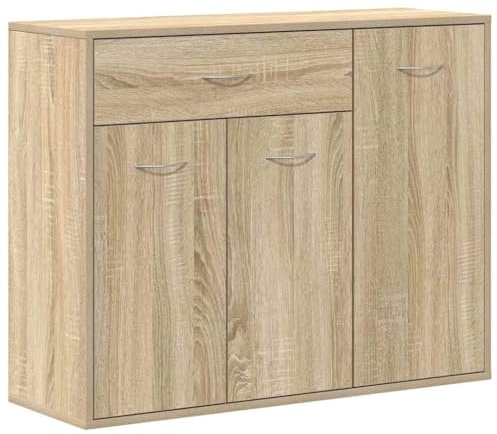 vidaXL Sideboard, Kommode mit viel Stauraum, Schrank mit 1 Schublade 3 Türen, Mehrzweckschrank Anrichte für Wohnzimmer, Sonoma-Eiche Holzwerkstoff