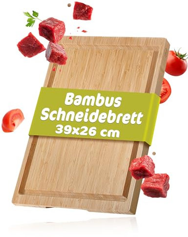 RÖSLE Basic Line Planche à Découper, Support de Coupe Haut de Gamme pour la Cuisine, Utilisation Universelle, Planche de Service, Bois de Bambou, 39 X 26 cm