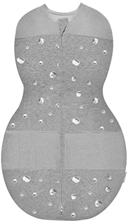 happiest baby Sleepea Pucksack 5-Sekunden-Wickeltuch, 100% Bio-Baumwolle, von Ärzten entworfen fördert gesunde Hüftentwicklung, verhindert versehentliches Kratzen des Gesichts (Planeten Grau, L)