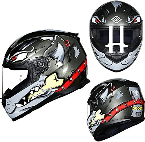 Integralhelm Sporthelm mit Sonnenblende Helm Motorradhelm Street Helm Unisex Adult für Motorrad ECE Zertifiziert Herren Damen Motorrad Integralhelm Sturzhelm,B,XL 59~60cm