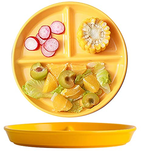 JMYDecor Platos de porcelana perduraderos de 8 pulgadas, platos divididos de 3 compartimentos, juego de 2 platos para cena y ensalada, restaurante, fiesta familiar y uso en cocina, redondos