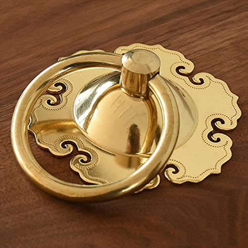MMQGQ store Einfacher Ring Türklopfer, Antike Haustür Blumenförmige Türklopfer, Poliertes Messing(Size:6cm Diameter)