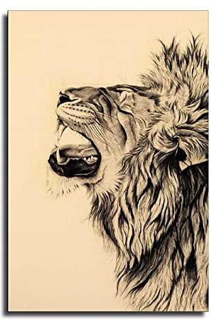 Großer Löwe Kunst Poster Leinwand Kunst Poster und Wandkunst Bild Druck Moderne Familie Schlafzimmer Dekor Poster Leinwand Kunstwerk 20x30cm (8x12inch) Innenrahmen