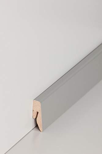 PROVISTON | Sockelleiste | Eckiges Profil | 15 x 40 x 2500 mm | MDF foliert | Steingrau | Moderne Fußleiste | 25 Meter