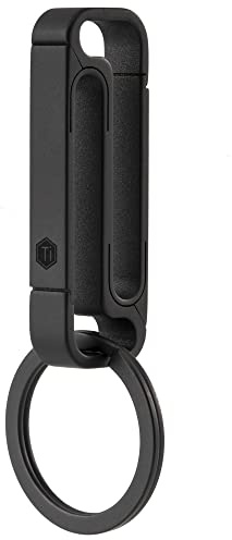 KeyUnity KM11 Clip de ceinture porte-clés en titane, porte-clés mousqueton double face pour homme (KM11 PVD noir)