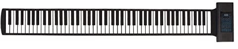 Roll-Up-Piano, Tragbares Elektronisches Klavier mit 88 Tasten, Bluetooth-Soft-Tastatur mit Zwei Lautsprechern, Faltbar Pädagogische Elektronische Digitale Musik-Klaviertastatur für(Schwarz)