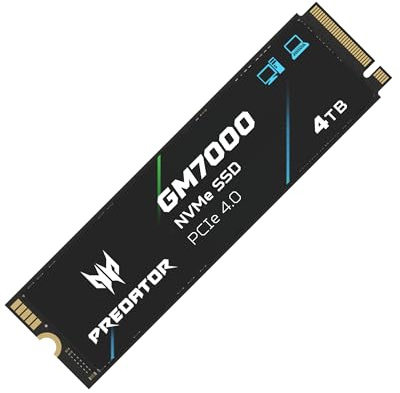 Acer Predator GM7000 Gaming SSD 4TB - bis zu 7400 MB/s Lesen - M.2 2280 NVMe PCIe Gen4 mit DRAM Cache, Internes Solid State Laufwerk für Laptop & Desktop PC - PS5 Kompatibel