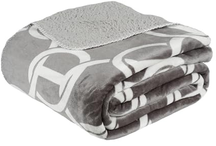 Etrexonline Manta Sherpa Polar Gruesa y Cálida para Sofá y Cama – Blanket Reversible con Franela Suave y Borreguito - Cobija Ideal para Invierno, 100% Microfibra Esponjosa (Color Cadena, 130x160cm)