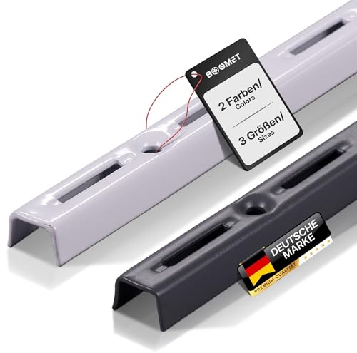 BOOMET Wandschienen 1-reihig · Länge: 50cm · Farbe: Anthrazit · Menge: 2 · Regalsystem Wandschiene für Regalhalter · Wandregal Schienensystem für Regalträger
