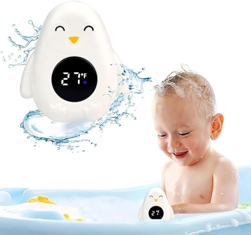 UNISOPH Badethermometer Baby, Badethermometer Mit Led-Licht-Temperatur-Warnfunktion, Badewannenthermometer Mit Hochauflösendem Touchscreen Geeignet Für Kinderbadewanne(Fahrenheit)