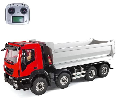 wheelfun 8x8 1/14 Maßstab Metall-Hydraulik-RC-Kipplaster LKW Ferngesteuertes Kipper-Auto Lichter Sound RC Hobby Modelle