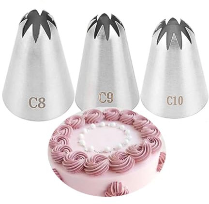 OUSIKA Large Stainless Steel Pastry Nozzles Cupcake Kitchen Baking Tools for Cream Rose Cake Decorating Cake Shop