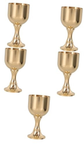 Cabilock 5 Pièces gobelet calice de communion tasse de dîner calice en or tasses d'eau bénite tasse de prière coupe à vin en cuivre coupe à vin décorative petite tasse coupe de vin rétro