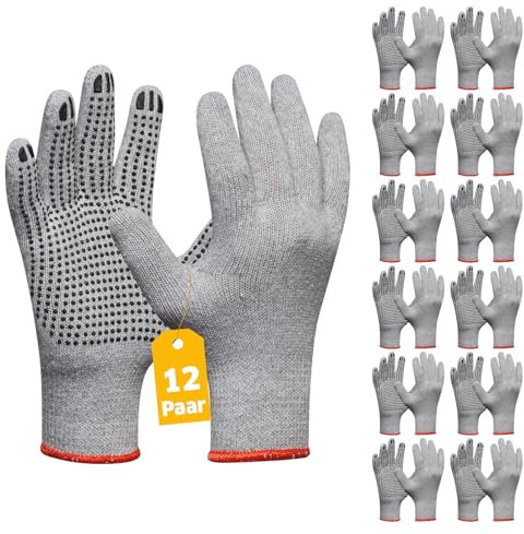 Gebol Eco Fex – Guanti da lavoro per una presa sicura – Mix di materiali traspiranti – Guanti da montaggio da uomo – Taglia L (Gr 9) – Grigio – 12 paia Multipack