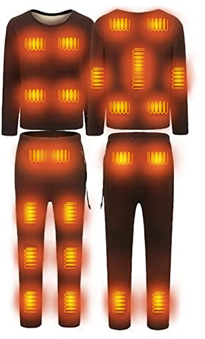 Heated Body Suit Womens,Ladies Heated Body Warmer Electric UK Clearance USB Clothings Thermal Underwear Set Full Body Heating Suit Winter Warm Fleece Lined Matching Suit(No Battery)
