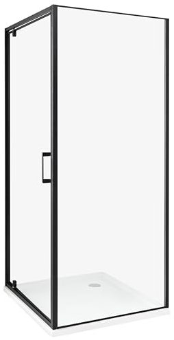 Cabina de ducha cuadrada de vidrio templado una puerta negro 80 x 80 x 185 cm Darli