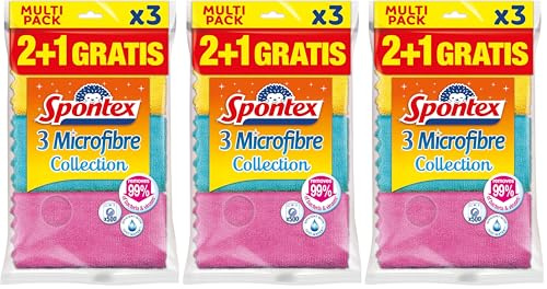 Spontex MF Collection 2+1 Bayeta de microfibras, Multicolor, 3 Unidad (Paquete de 3)