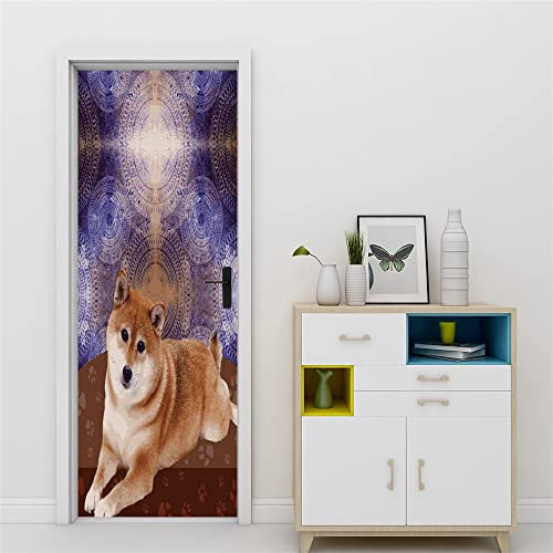 3D Türtapete 70x200 Türaufkleber Selbstklebend Türfolie Poster Fototapete Türbilder Türtattoos Wasserdichte Tür Stickers für Kinderzimmer Wohnzimmer Badezimmer Tier Hunde