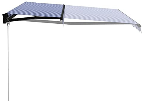 Einziehbare Markise Handbetrieben 450 x 300 cm - Pulverbeschichteter Aluminiumrahmen & Hochwertiger Stoff - Perfekt für Terrasse und Garten