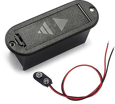 PartyKindom Estuche Portapilas para Guitarra Profesional, Plástico Duradero, con Cable De Conexión para Batería De 9 V, Uso Pastillas De Guitarra, Color Negro