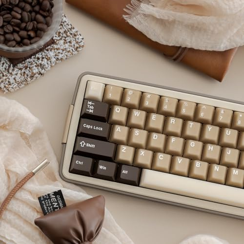 Retro PBT Keycaps Set 164Keys Cherry Profile Brown Keycaps 60% 65% 75% 100% Dye Sublimation Costom Key caps for Cherry Gateron MX Switches Mechanical Keyboards
