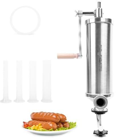 MASTER FENG 2,3 kg Wurstfüller, vertikale Edelstahl-Füllmaschine, verpackt mit 4 Fülltrichtern