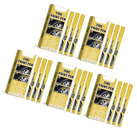 Pennarello giallo resistente all'acqua per pneumatici, 15 pezzi, giallo, resistente alle temperature, per scrittura professionale