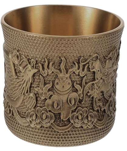 Healifty Tazza Da Tè Vintage in Ottone Resistente Motivo Antico Tazza Da Tè Retrò Stile Cinese Per Bevande Calde e Fredde Decorativa Stabile Per Arredamento Casa e Ufficio