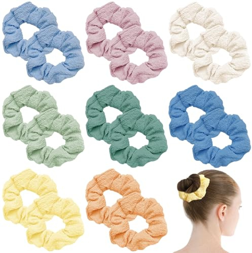 TRKETK 16 Pezzi Elastici Colorati per Capelli da Donna, Scrunchies per Donne Accessori per Capelli Ricci Spessi Fascia a Coda di Cavallo per Donna & Ragazza per Sport, Uso Quotidiano, Signore