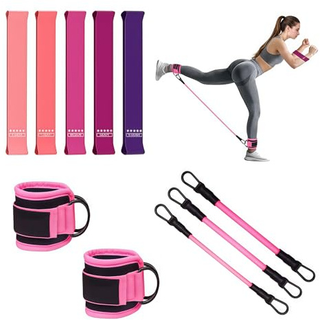 Ruispeed Widerstandsbänder-Set – Widerstandsband und verstellbare Knöchel-Übungsbänder mit Manschetten. Tolle Ausrüstung für Training, Workout, Yoga, Heim-Fitnessstudio mit Trainingsanleitung und