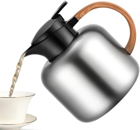Cafetière – Poignée antidérapante sous vide de 2 l | Acier inoxydable 304 avec poignée antidérapante, bouilloire sous vide de grande capacité de 2 L, bouteille isotherme pour thé, jus, maison, bureau