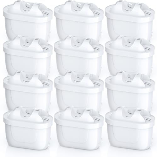 12 Pack Ersatz-Wasserfilter Kartuschen Kompatibel mit Brita Maxtra+ Kanne | Style und Mavea Elemaris XL, Brita Maxtra Plus, Aluna Wassertank